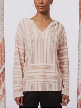 Hurley Endless Stripe Baja Hoodie Coral Sunshine Size M NWT